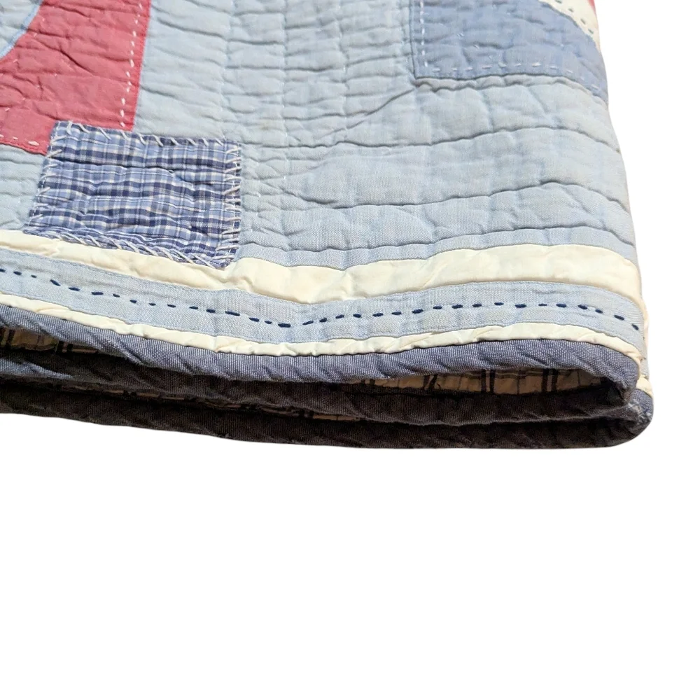 Pottery Barn Kids Sports Patchwork Reversible Twin Quilt & Sham